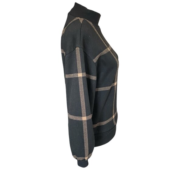 Ann Taylor women's size XXSP black and tan long sleeve high collar sweater top - Picture 3 of 8